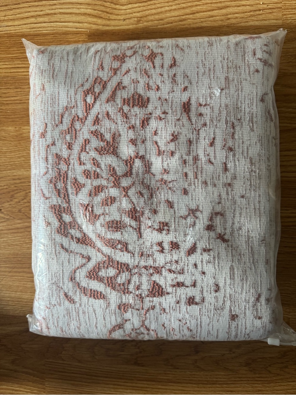 Rust Medallion Pattern Window Curtain Panel - White and Rust - Picture 8 of 10